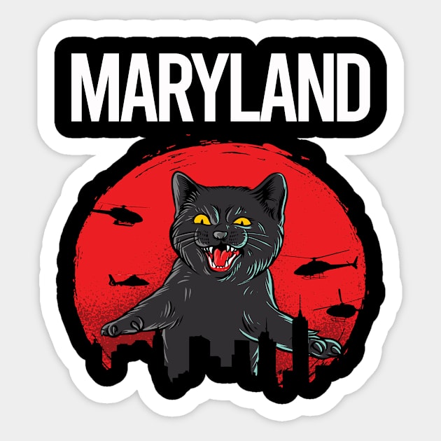 Funny Black Cat Maryland Sticker by flaskoverhand